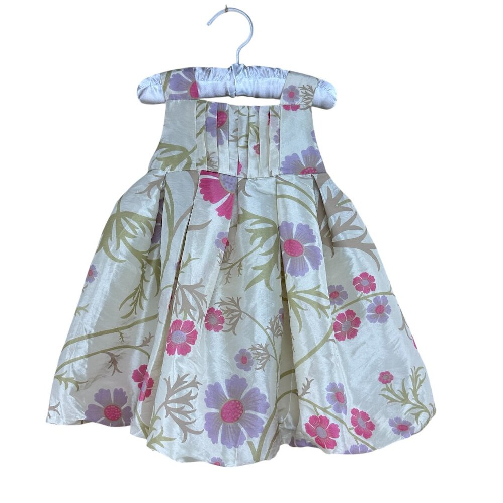 Cherokee 12M Toddler Girl Bubble Hem Sleeveless Pleated Gold Easter Floral